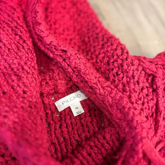 Pilcro Anthropologie Sailcloth Hooded Sweater – Raspberry Red, Size XS - Picture 6 of 7